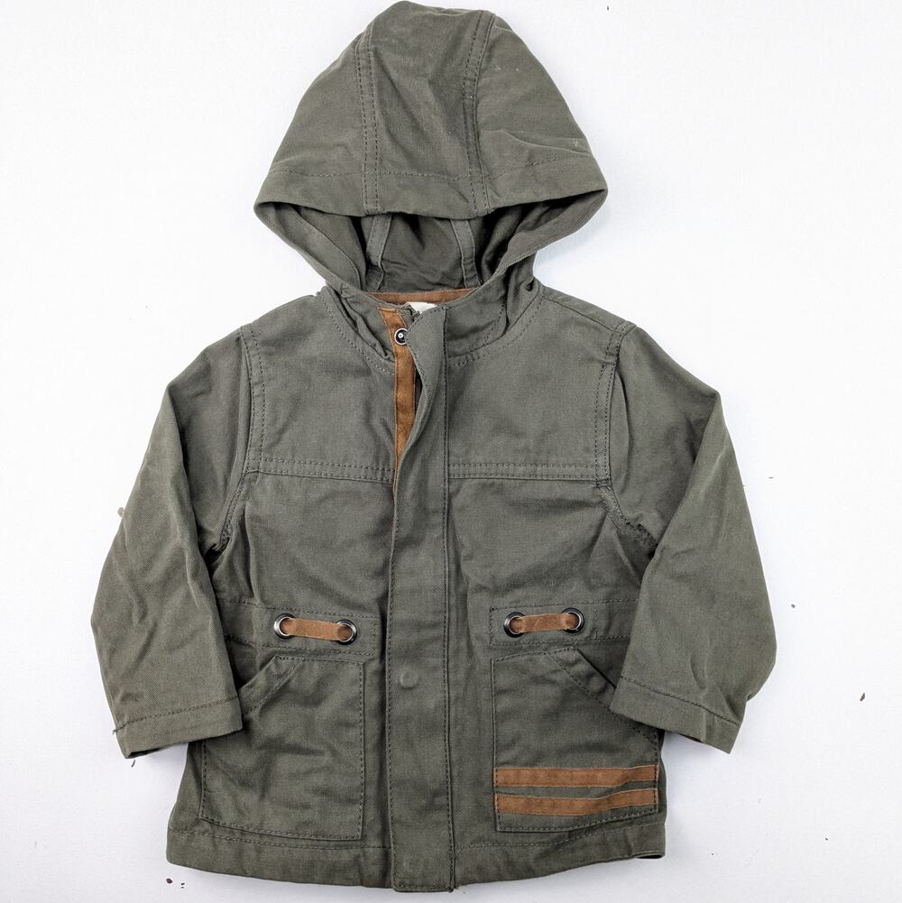 Olive Green & Brown Soft Jean Jacket - 12 Months
